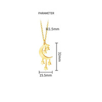 Collier de lune et d'étoile en couches d'acier inoxydable poli élevé, collier de lune et d'étoile en argent à la mode pour les femmes