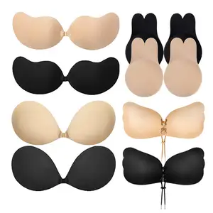 Custom Shape Women Push Up Lifting Invisible Bra Adhesive Silicone Bra With Nipple Covers
