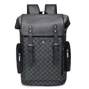 Laptop <b>Backpack</b> PU Leather 15 Inches Large Capacity Business Travel Bag For Men Women Everyday Use - Product Image 1