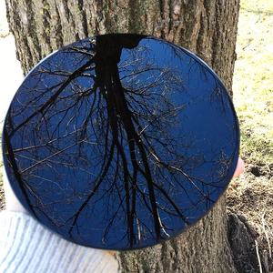 Lustre Crystal Modern Energy Inhaler Hand Carved Crystal Crafts Polished Plate <b>Black</b> Obsidian Crystal <b>Mirror</b> for Witchy Things - Product Image 2