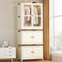 Armoire de rangement portable et stable pour vêtements de bébé, avec porte magnétique, pliable, à roulettes et empilable