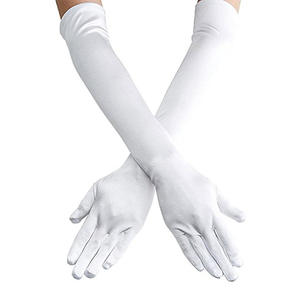 Custom Women 28 pollici bianco lungo elasticizzato viola blu verde giallo rosa guanti formali in raso con Logo - Product Image 5