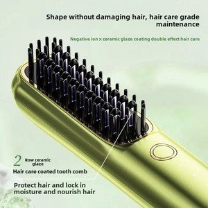 <span class=keywords><strong>Brosse</strong></span> à lisser électrique ionique sans fil rechargeable par USB Portable professionnel avec brosses à peigne pour un usage domestique - Product Image 2