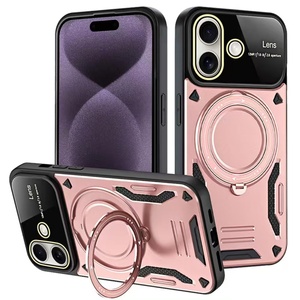 เคสโทรศัพท์สำหรับ iPhone 16 Plus, iPhone 16 Pro Max, 16e พร้อมฝาหลังป้องกันเลนส์กระจก  ฐานแม่เหล็กแบบหมุนได้ - Product Image 5