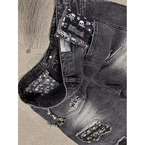 Short en jean déchiré décontracté de haute qualité pour homme, coupe droite ample, style streetwear, respirant, vintage - Product Image 2