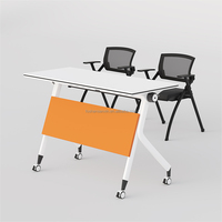 Bureau pliant au design moderne, table de conférence mobile avec roulettes, mobilier de bureau en fer, mobile et pliable