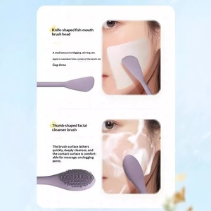 Pinceau de maquillage spécial double tête en silicone pour masque et applicateur de boue, outil de nettoyage et de raclage pour le visage, idéal pour le spa et les salons de beauté - Product Image 3