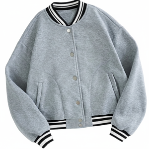 OEM Unisex Varsity <b>Jacket</b> Women's Breathable Letterman <b>Jacket</b> Custom Embroidery <b>Quilted</b> Leather Sleeves Long Nylon Spandex - Product Image 1