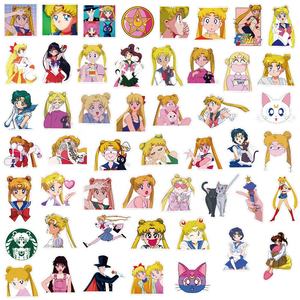 50 buah stiker kartun klasik Anime Sailor <span class=keywords><strong>Moon</strong></span> Girl untuk anak-anak gadis hadiah promosi stiker bagasi Skateboard - Product Image 2