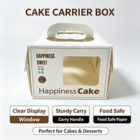 Tragbare Kuchenbox mit Tragegriff und Transparentem PET-Fenster Einfache Montage Weiße Papier-Bäckereibox Lebensmittelechte Gebäckverpackung OEM