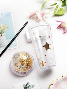 <strong>Monogram</strong> Sparkly Tumbler with Reusable Straw Insulated Travel <strong>Mug</strong> Dome Lid Tumbler Double Wall Star Glitter Tumbler <strong>Mug</strong> - Product Image 2