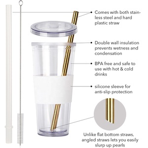 700ml Smoothie cách điện Iced cà phê <span class=keywords><strong>cup</strong></span> tái sử dụng đôi tường leakproof BOBA <span class=keywords><strong>cup</strong></span> nhựa bong bóng trà <span class=keywords><strong>cup</strong></span> với rơm và nắp - Product Image 4