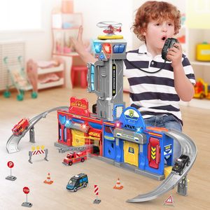 Grande Set Gioco Città con Suoni e Luci, Stazione di Polizia e Vigili del Fuoco Pieghevole, Pista Trasformabile per Bambini da 2 a 4 Anni, in Plastica - Product Image 6