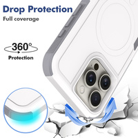 Étui magnétique transparent en gros pour Samsung pour iPhone 16 15 Pro Max, coque arrière antichoc en TPU de haute qualité et PC rigide