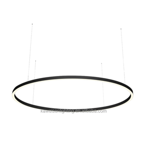 Luminaire linéaire circulaire LED 3 pieds, installation <span class=keywords><strong>de</strong></span> projet, lampe suspendue circulaire, lustre, anneau lumineux rond - Product Image 4