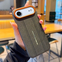 Étui de protection en cuir PU mat à motif de coutures de luxe avec protection d'objectif en métal pour iPhone 15 16 17 Pro Max / 17 Air / 15 14 17 Pro / 15 16 Plus