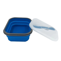 Conteneur alimentaire pliable carré portable de 1000 ml avec couvercle, compatible micro-ondes, réutilisable, boîte à lunch en silicone pour le camping