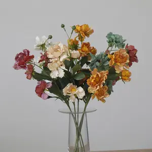 Crisantemo artificial de alta calidad para el hogar, florero para fotografía, boda, decoración nupcial, americano, simple