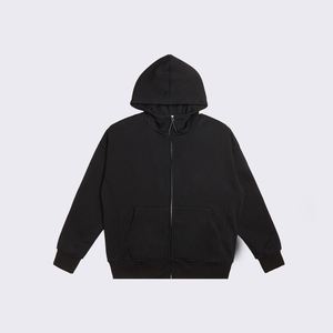Venta al por mayor para hombre 350gsm algodón liso Zip up Hoodie logotipo personalizado de gran tamaño en blanco de peso pesado Zip up Hoodies - Product Image 2