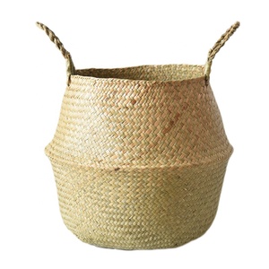 Handmade storage straw woven basket flower plant bamboo storage basket