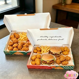 Boîtes à emporter en papier de qualité alimentaire avec logo personnalisé, vente en gros pour restaurants et boulangeries, adaptées aux sushis, aux biscuits et aux pâtisseries avec emplacement pour la sauce - Product Image 4