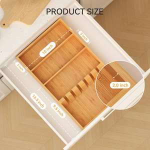 Bamboo <b>Drawer</b> Organizer With Dividers For Silverware And Utensils <b>Storage</b> Wooden <b>Box</b> Rectangular Eco Friendly 18L Capacity - Product Image 3