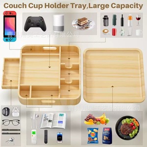 Wooden <b>Storage</b> <b>Tray</b> Rectangle 4-7 Compartments Multifunctional Food Container For Home Car Bed Outdoor Use - Product Image 4