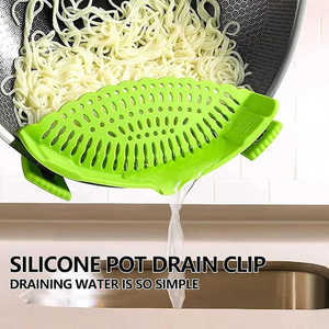 Colador <span class=keywords><strong>de</strong></span> silicona resistente al calor al por mayor con clip a presión <span class=keywords><strong>de</strong></span> acero <span class=keywords><strong>escurridor</strong></span> <span class=keywords><strong>de</strong></span> alimentos <span class=keywords><strong>de</strong></span> cocina para ollas cuencos sartenes - Product Image 4