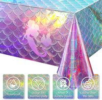 Lot de 3 nappes rectangulaires jetables en plastique holographique irisé effet sirène pour anniversaires de filles, mariages, fêtes et soirées disco