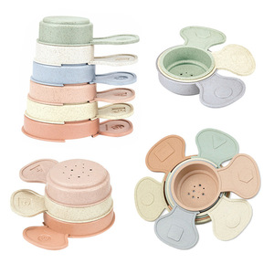 6 Pièces Jouet d'empilage et de tri en silicone souple pour bébé, à presser, à mordiller, pour le bain, avec tasses empilables - Product Image 1