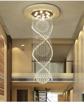 Lustre moderne en cristal pour hôtel et villa, double spirale