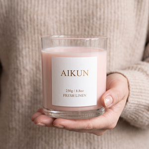 AIKUN Customized Cards Premium Christmas Glass Scented <b>Candle</b> Handmade Soy Wax Natural Eco Friendly Glass Jar <b>Candle</b> for Gift - Product Image 3