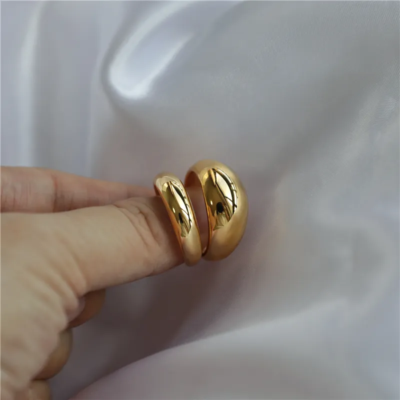 Koepel Ringen Voor Vrouwen Nieuwe Sieraden Goud Aanslag Gratis Bague En Of Jaune 18K Chunky Roestvrij Staal Anillos Waterdichte Trendy Band