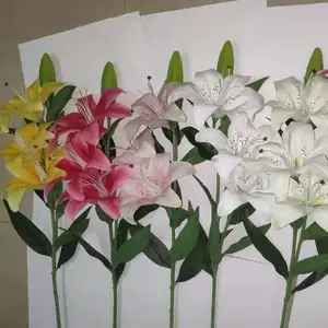 Factory direct real touch latex gecoat lelie bloemen enkele kunstmatige bloem voor indoor decoratie
