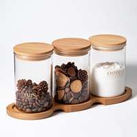 Bocaux en verre borosilicate hermétiques de 100 ml, 120 ml, 250 ml, 500 ml, 1000 ml, résistants aux températures de -20 à 130 °C, avec couvercle en bambou écologique, pour le stockage d'épices et d'aliments dans les cafés.