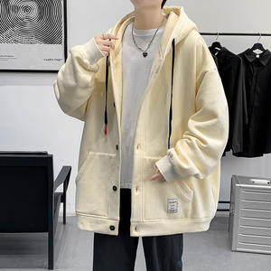 Sudadera con capucha y cremallera con logotipo personalizado, suéter de algodón para hombre, abrigo de color sólido, modelos de otoño e invierno, cómodo y fresco. - Product Image 3