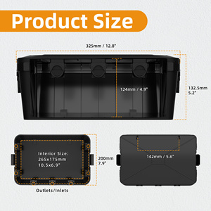 320x212x132mm boîtier d'alimentation en plastique robuste boîtier électrique étanche boîtier de câble noir pour <span class=keywords><strong>rallonge</strong></span> utilisation en extérieur - Product Image 2