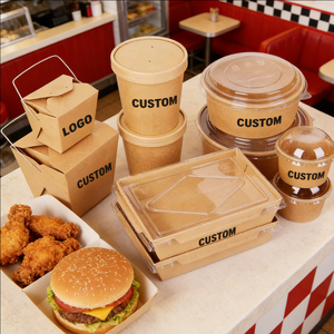 Stackable Disposable Food Compartment Fast Food Takeaway Containers Paper Round Paper <b>Box</b> For <b>Cookies</b> <b>Box</b> Eco Friendly OEM ODM - Product Image 1