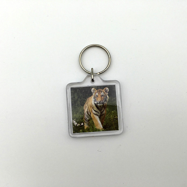 Promotional Transparent Printed square Shape Acrylic Keychain