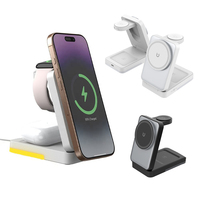 Support de chargeur sans fil magnétique portable 3 en 1, adaptateur de chargeur sans fil, support de charge rapide pliable, station de charge sans fil 3 en 1