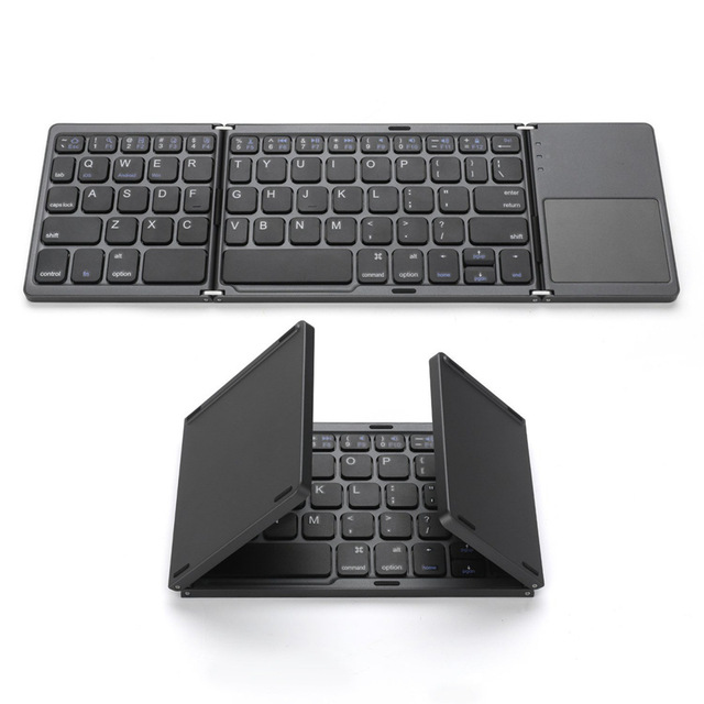 Hot Style Folding Wireless Rechargeable Touch BT Keyboard Three-fold Thin BT Keyboard for iPad Tablet PC Keyboard
