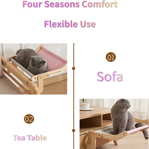 <b>Cat</b> Wooden Hammock Bed 47x38x21cm For Indoor Outdoor Use With Soft Pad For <b>Cats</b> - Product Image 4