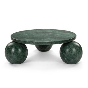 Tavolino da Caffè Rotondo in Travertino Amara con Tre Gambe Sferiche, Stile Moderno Personalizzabile, Arredamento in Marmo per Soggiorno - Product Image 5