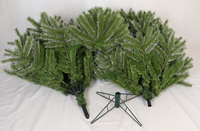 Sapin de Noël artificiel en sapin de 210 cm avec aiguilles de pin et base de support pour usage intérieur et festif