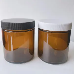 Grosir botol kaca perawatan kulit kosmetik 1oz stoples krim Amber 10g 30g 50g untuk krim tubuh wajah dengan tutup Aluminium