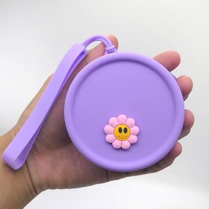 Round Silicone Coin <b>Purse</b>, Earphone Bag, Makeup Portable Zipper Key Bag, Mini <b>Small</b> Item Storage Coin Bag - Product Image 1
