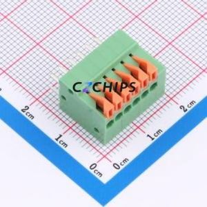 DB141V-2.54-6P-GN Spring Terminal Block Through hole Component (THT),P=2.54mm Connector 1x6P 2.54mm Green 6P - Product Image 1
