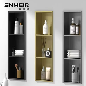 Organisateur d'étagère de <span class=keywords><strong>carrelage</strong></span> de douche en acier inoxydable coins en métal Niche Protection scellée encastrée <span class=keywords><strong>pour</strong></span> le stockage de savon dans les salles de bains - Product Image 1