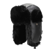 Bonnet d'hiver unisexe en cuir PU avec fourrure, doublure polaire épaisse, chaud, protège-oreilles, pour cyclisme, broderie jacquard, adulte