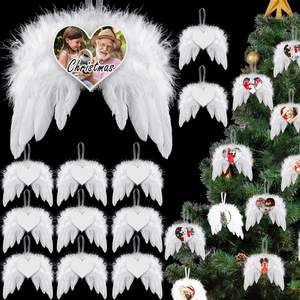 <b>Angel</b> Feather Wings Sublimation <b>Ornament</b> Blanks DIY White <b>Angel</b> Wing for Craft Cute Hanging Family Photo Memorial <b>Ornament</b> Party - Product Image 1